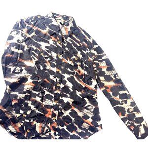 Craig Taylor Womens Silk Button-Up Shirt Abstract Print Long Sleeve Small